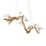 Люстра подвесная линейная с прозрачными стеклянными птичками на ветвях Serip Voa варинант исполнения - 8 | Loft Concept в Санкт-петербурге