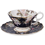 Чайный набор из фарфора темно-синий с рисунком цветов на 6 персон 12 предметов 280 мл Garden Whisper Porcelain Set  варинант исполнения - 5 | Loft Concept в Санкт-петербурге