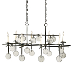 Люстра подвесная с 8-ю лампами и стеклянными круглыми подвесками Currey & Company варинант исполнения - 1 | Loft Concept в Санкт-петербурге