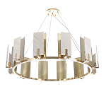 Люстра подвесная круглая с прямоугольными мраморными и золотистыми панелями на металлическом каркасе Диаметр 118 см Marble square Chandelier варинант исполнения - 2 | Loft Concept в Санкт-петербурге