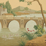 Обои ручная роспись Views of Italy Crepuscule варинант исполнения - 2 | Loft Concept в Санкт-петербурге