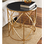 Приставной стол с металлическим золотым  основанием и чёрной столешницей Paradigm варинант исполнения - 1 | Loft Concept в Санкт-петербурге