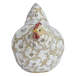 Статуэтка курица с резными белыми цветами на бежевой фактурной поверхности Rustic Chicken варинант исполнения - 1 | Loft Concept в Санкт-петербурге