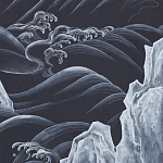 Обои ручная роспись Matsushima Waves Roka on Edo Night painted silk варинант исполнения - 1 | Loft Concept в Санкт-петербурге