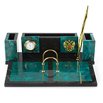 Настольный письменный набор из змеевика с часами и календарницей Successful Leader варинант исполнения - 1 | Loft Concept в Санкт-петербурге