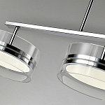 Люстра светодиодная с 4-мя круглыми прозрачными плафонами цилиндрической формы из акрила и стекла с пультом для регулировки света Glass Lamp Chromium варинант исполнения - 3 | Loft Concept в Санкт-петербурге