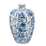 Ваза фарфоровая с узким горлышком и синими цветочными мотивами Independence варинант исполнения - 2 | Loft Concept в Санкт-петербурге