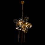 Люстра подвесная со стеклянными плафонами из дымчатого и золотистого с шестью вертикальными подвесками Gilded Mirage  варинант исполнения - 3 | Loft Concept в Санкт-петербурге