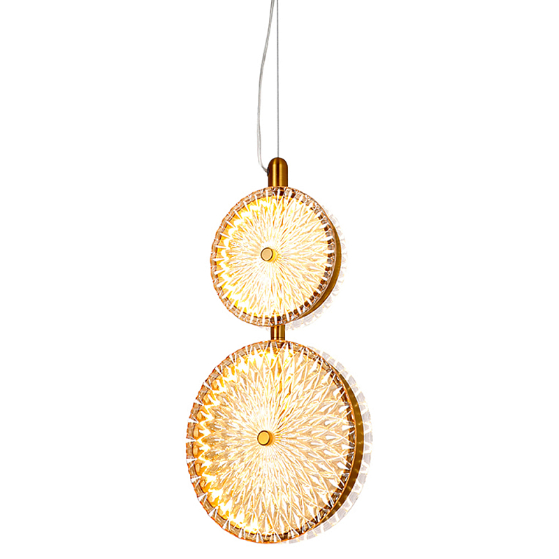  Подвесной светильник с плафонами из рельефного стекла Peony Glass Bronze Two Прозрачный Бронза Черный в Санкт-петербурге | Loft Concept 