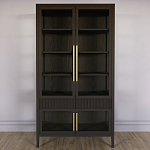 Витрина Primo со стеклянными фасадами и 2 ящиками Темный орех варинант исполнения - 1 | Loft Concept в Санкт-петербурге