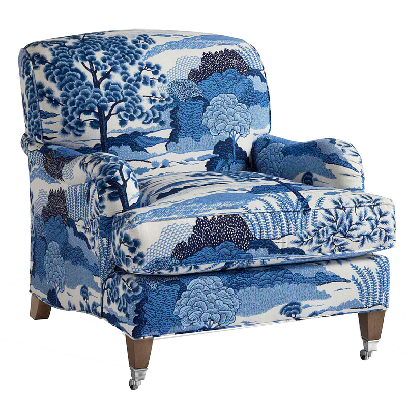 Кресло Trumann Club Chair Blue Landscape синий пейзаж Синий Белый в Санкт-петербурге | Loft Concept 