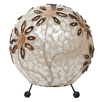 Настольная лампа из перламутра на металлическом каркасе Indonesian Ball варинант исполнения - 3 | Loft Concept в Санкт-петербурге