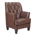 Кресло из натуральной кожи c мягкими подлокотниками на 4-х деревянных ножках из массива бука Joseph Armchair brown варинант исполнения - 1 | Loft Concept в Санкт-петербурге