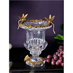 Ваза из прозрачного стекла на бронзовой подставке с ободком и ручками в виде стрекоз Eden Garden варинант исполнения - 2 | Loft Concept в Санкт-петербурге