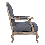 Кресло с пуфом с мягкой обивкой из льна Edward Armchair grey варинант исполнения - 2 | Loft Concept в Санкт-петербурге