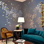 Обои ручная роспись Gingko Colourway SC-98 on Gun Metal dyed silk варинант исполнения - 1 | Loft Concept в Санкт-петербурге