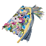 Ковер разноцветный из джинсовой одежды и армейских палаток Upcycling варинант исполнения - 1 | Loft Concept в Санкт-петербурге