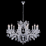 Люстра подвесная с 12-ю лампочками и прозрачными хрустальными подвесками на хромированном основании Crystal lamps варинант исполнения - 2 | Loft Concept в Санкт-петербурге