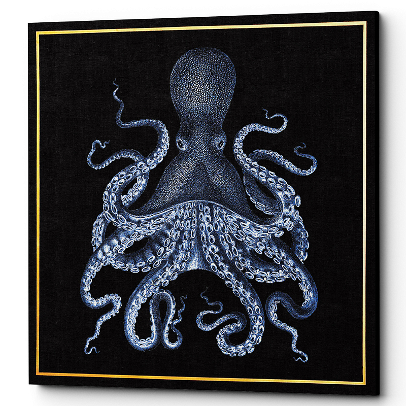 Постер Blue Octopus Poster 2 Черный Морская синь в Санкт-петербурге | Loft Concept 