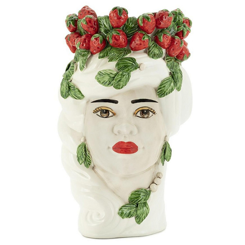 Ваза Vase Strawberries Head Lady White Белый Красный Зеленый в Санкт-петербурге | Loft Concept 