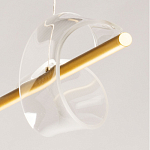 Люстра линейная золотистого цвета с двумя прозрачными волнистыми элементами Wave Line варинант исполнения - 11 | Loft Concept в Санкт-петербурге