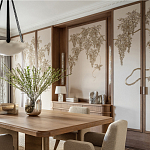 Обои с вышивкой ручной работы Deco Wisteria ﻿Midas colourway on Liso Pearl wool sateen варинант исполнения - 2 | Loft Concept в Санкт-петербурге