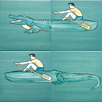 Плитка с узором Крокодил байдарочник варинант исполнения - 2 | Loft Concept в Санкт-петербурге