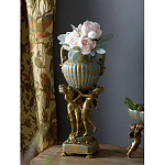 Ваза голубого цвета из фарфора с золотым растительным орнаментом и бронзовыми фигурками женщин Eden Garden porcelain and bronze варинант исполнения - 7 | Loft Concept в Санкт-петербурге