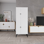 Комод белый с 4-мя дверцами на металлических ножках SPARK MULTIPURPOSE CABINET WHITE варинант исполнения - 11 | Loft Concept в Санкт-петербурге