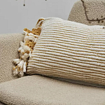 Чехол на подушку горчичного цвета с бахромой и объемным узором Ethnic mix варинант исполнения - 5 | Loft Concept в Санкт-петербурге