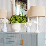 Настольная лампа с белым каркасом и тканевым абажуром Natural Stems варинант исполнения - 3 | Loft Concept в Санкт-петербурге