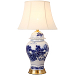 Настольная лампа с абажуром Blue Chinoiserie Table Lampshade варинант исполнения - 1 | Loft Concept в Санкт-петербурге