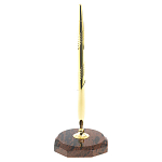 Ручка шариковая металлическая на восьмиугольной подставке из натурального камня Обсидиан Metal Stone Pens варинант исполнения - 1 | Loft Concept в Санкт-петербурге