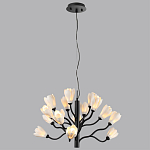 Люстра подвесная черного цвета с ветвями и белыми фарфоровыми цветами Floralis варинант исполнения - 5 | Loft Concept в Санкт-петербурге