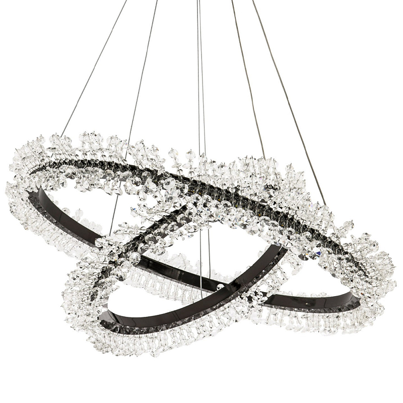 Люстра два кольца с хрустальным декором Rowan Crystal Ring Horizontal Black Chandelier Черный Прозрачный в Санкт-петербурге | Loft Concept 