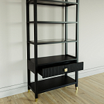 Стеллаж Elsa Dreams Black со стеклянными полками и ящиком варинант исполнения - 3 | Loft Concept в Санкт-петербурге