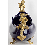 Чаша темно-синяя фарфоровая с бронзовыми ручками в виде ангелов Eden Garden варинант исполнения - 2 | Loft Concept в Санкт-петербурге