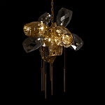 Люстра подвесная со стеклянными плафонами из дымчатого и золотистого с шестью вертикальными подвесками Gilded Mirage  варинант исполнения - 8 | Loft Concept в Санкт-петербурге