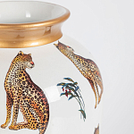 Ваза белая овальная с рисунком леопардов и золотыми акцентами LEOPARD Collection варинант исполнения - 1 | Loft Concept в Санкт-петербурге
