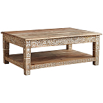 Журнальный стол из массива манго с резьбой Agota Coffee Table варинант исполнения - 1 | Loft Concept в Санкт-петербурге