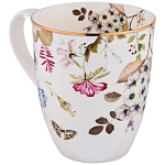 Кружка белая из фарфора с рисунком цветов 400 мл Garden Whisper Porcelain Set  варинант исполнения - 1 | Loft Concept в Санкт-петербурге