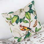 Декоративная подушка бежевая с изображением птица в саду Blooming Birds варинант исполнения - 3 | Loft Concept в Санкт-петербурге