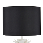 Настольная лампа с декором в виде белого цветка магнолии на каркасе и черным абажуром White Magnolia варинант исполнения - 2 | Loft Concept в Санкт-петербурге