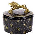 Шкатулка черного цвета с крышкой с фигуркой льва Eden Garden варинант исполнения - 1 | Loft Concept в Санкт-петербурге