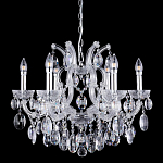 Люстра подвесная с 6-ю лампочками и прозрачными хрустальными подвесками на хромированном основании Crystal lamps варинант исполнения - 1 | Loft Concept в Санкт-петербурге