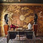 Обои ручная роспись в стиле Арт-деко Deco Dawn Bas Relief on Deep Rich Gold gilded paper варинант исполнения - 1 | Loft Concept в Санкт-петербурге