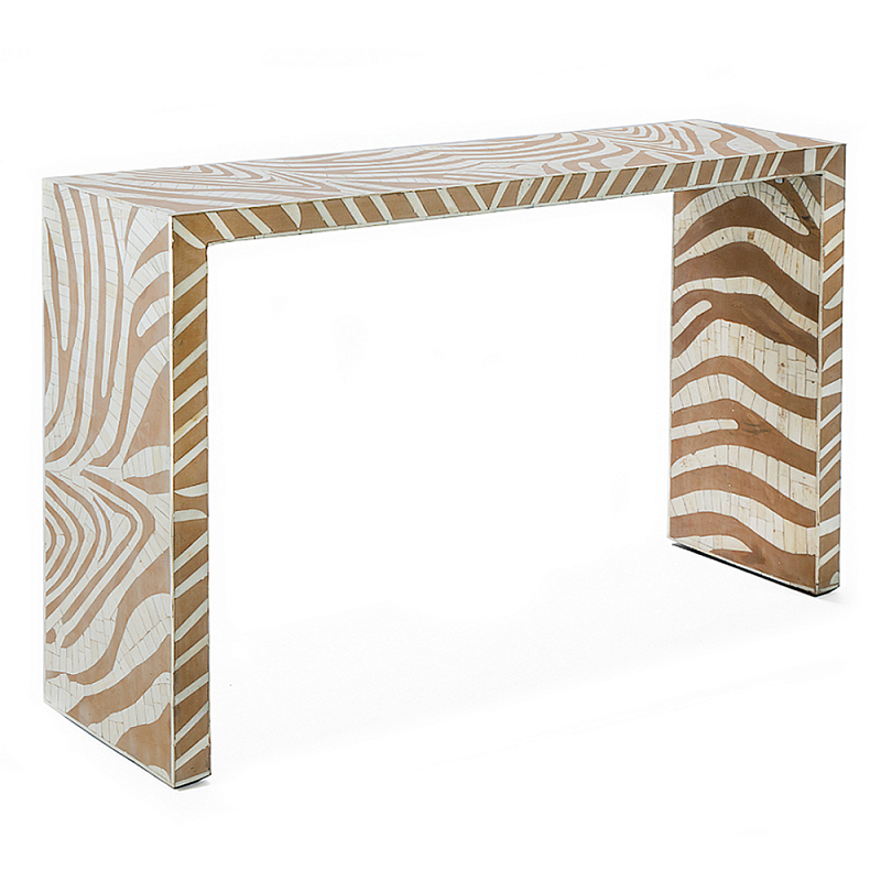 Консоль Дизайнерская Kenya Console ZEBRA Bone Inlay Beige ivory ( слоновая кость ) Бежевый в Санкт-петербурге | Loft Concept 