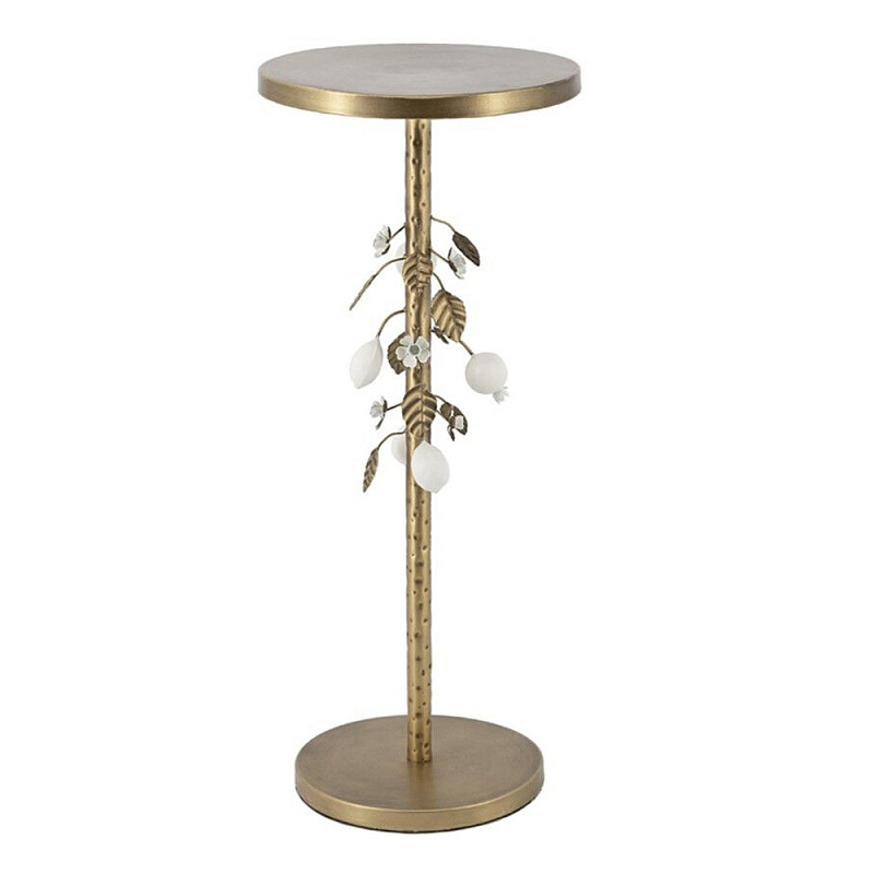 Столик золотистый с цветочной композицией на основании Forest Fairy Tale Золотой Белый в Санкт-петербурге | Loft Concept 