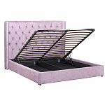 Кровать двуспальная фиолетовая с основанием из массива дерева с мягким изголовьем Velour Beds варинант исполнения - 2 | Loft Concept в Санкт-петербурге