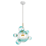 Подвесной светильник с прозрачными бирюзовыми стеклянными шарами и золотыми деталями Диаметр 46 Giopato & Coombes варинант исполнения - 1 | Loft Concept в Санкт-петербурге